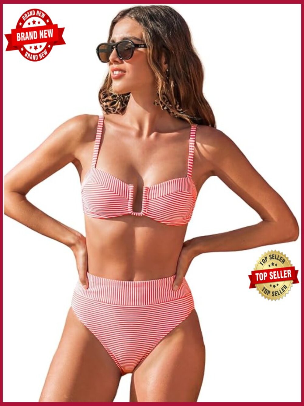 High Waisted Bikini Set U Wire Push Up Cheeky Bottom Bathing Suit